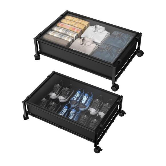 Unbranded Other - 2 Pack Under Bed Storage with Wheels,Under Bed Shoe Storage Organizer Black